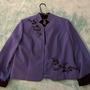 Dressbarn Purple Embroidered Blazer